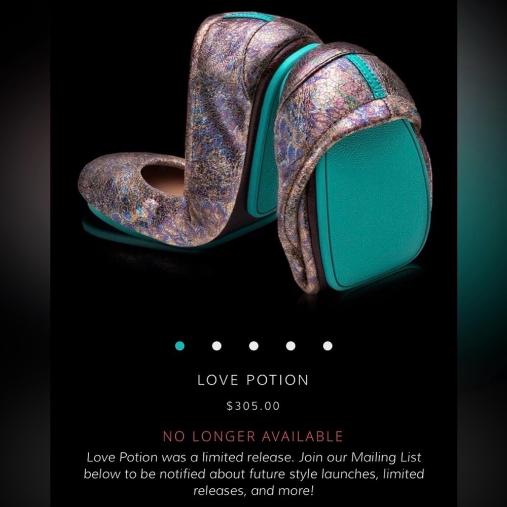 NEW Tieks Love Potion Limited Edition Sz 9, Never Worn